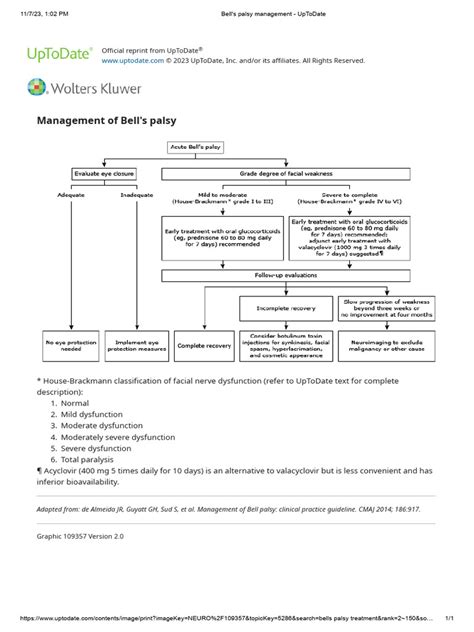 bell's palsy uptodate management